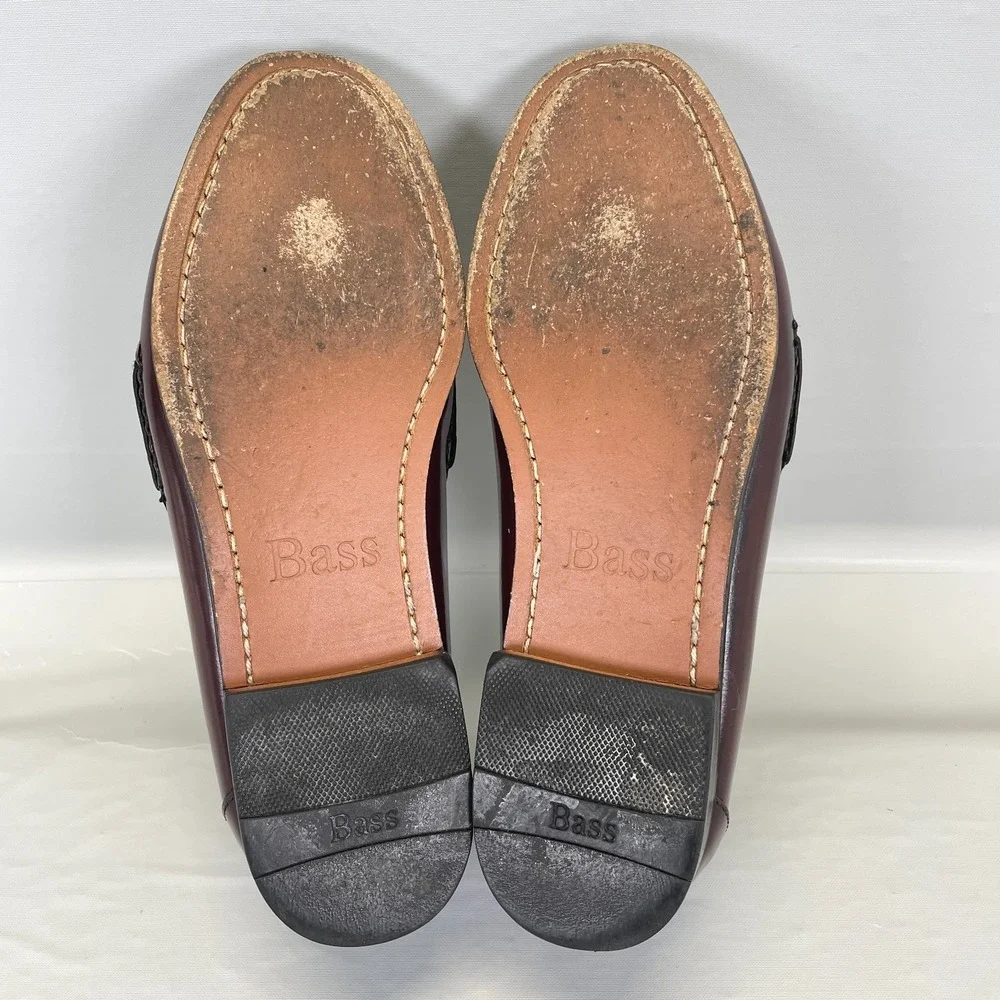 GH Bass & Co Harrison II Tassel Loafers Mens Size 9.5 EE Burgundy Leather Shoes